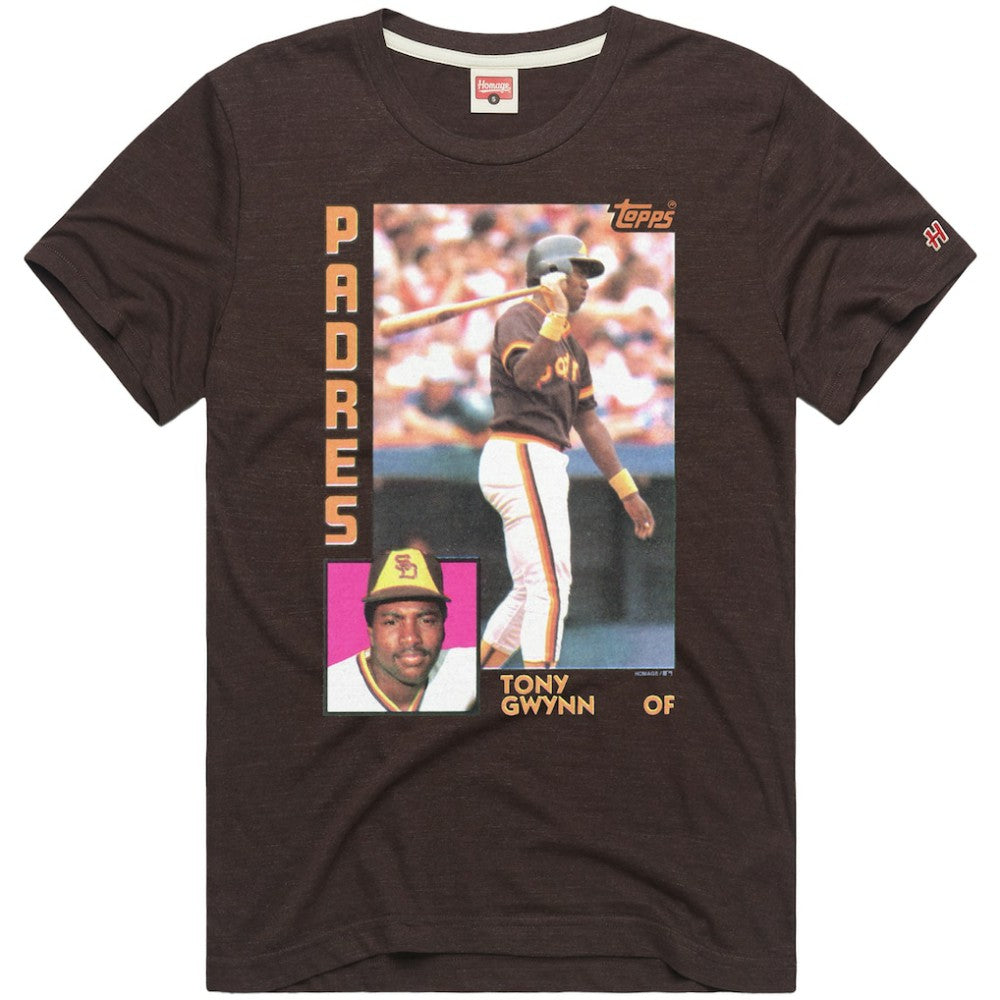 Tony Gwynn San Diego Padres Homage 1984 Topps Baseball Card Player T-Shirt - Brown