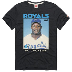 Bo Jackson Kansas City Royals Homage 1986 Topps Baseball Card Player T-Shirt - Charcoal