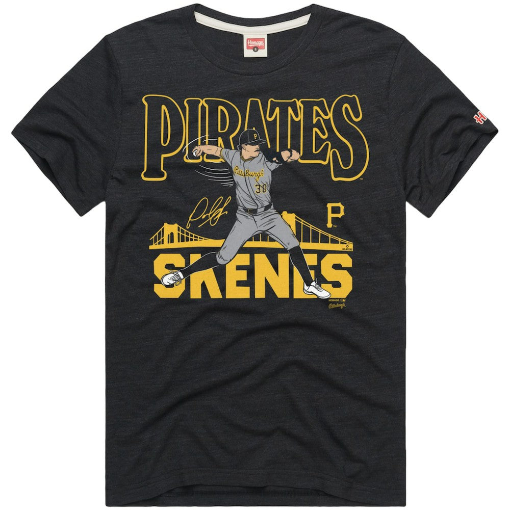 Paul Skenes Pittsburgh Pirates Homage Graphic Player Tri-Blend T-Shirt - Charcoal