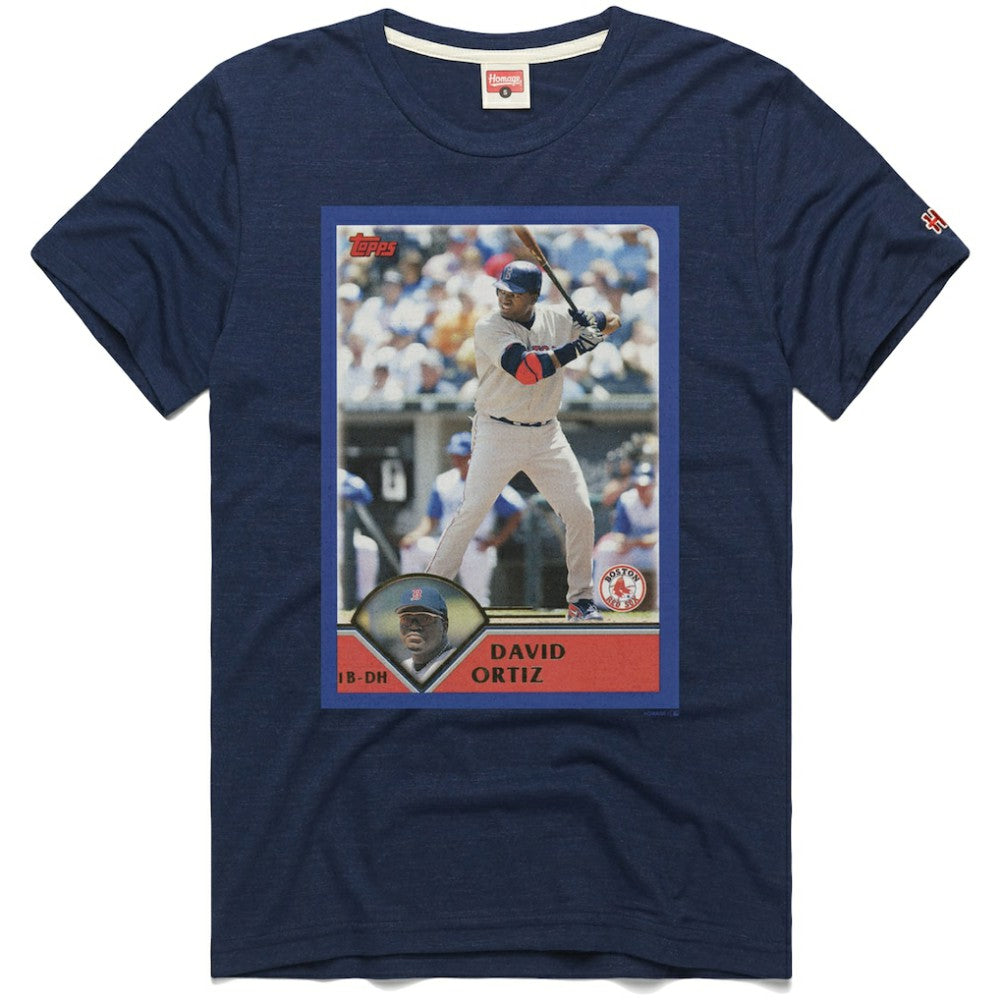David Ortiz Boston Red Sox Homage 2003 Topps Baseball Card Player T-Shirt - Navy