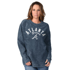 Atlanta Braves G-III 4Her by Carl Banks Women's Comfy Cord Pullover Sweatshirt - Navy