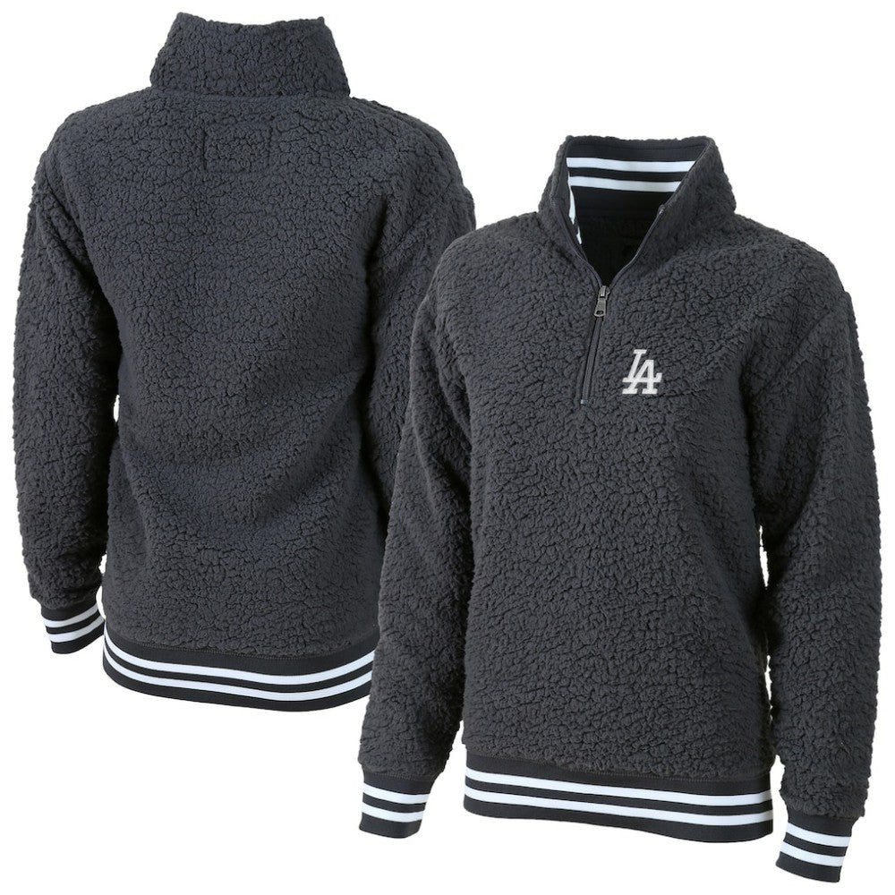 Los Angeles Dodgers G-III 4Her by Carl Banks Women's Play Action Sherpa Fleece Quarter-Zip Jacket - Gray