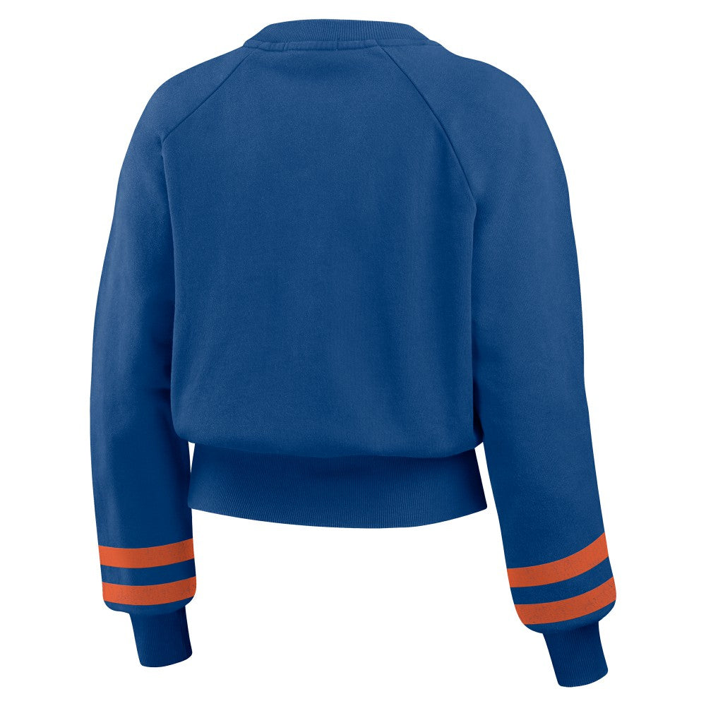 New York Mets WEAR by Erin Andrews Women's Vintage Washed Cropped Pullover Sweatshirt - Royal