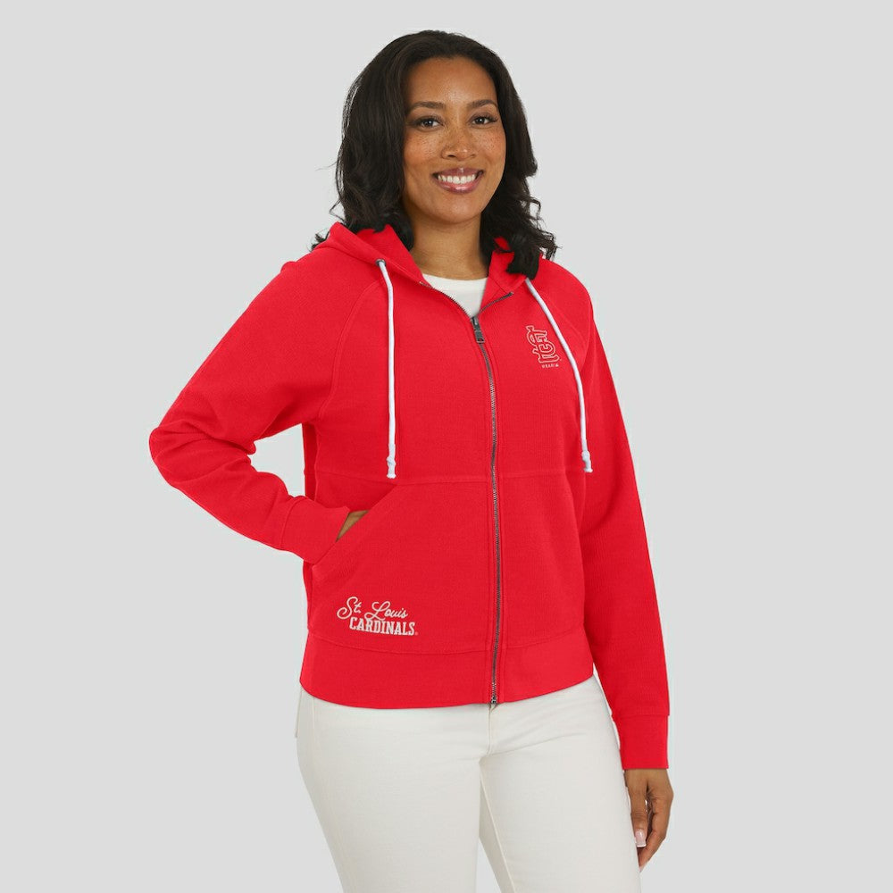 St. Louis Cardinals WEAR by Erin Andrews Women's Vintage Full-Zip Raglan Hoodie - Red