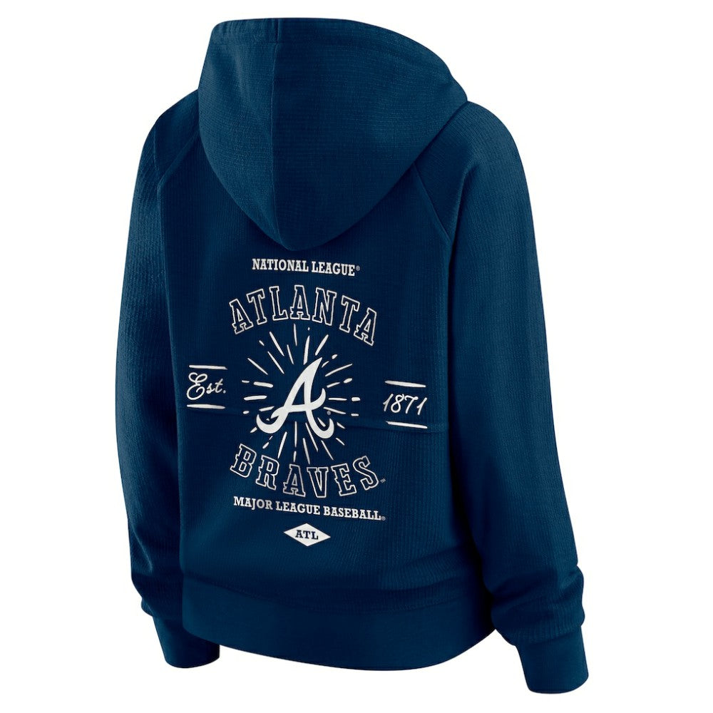 Atlanta Braves WEAR by Erin Andrews Women's Vintage Full-Zip Raglan Hoodie - Navy