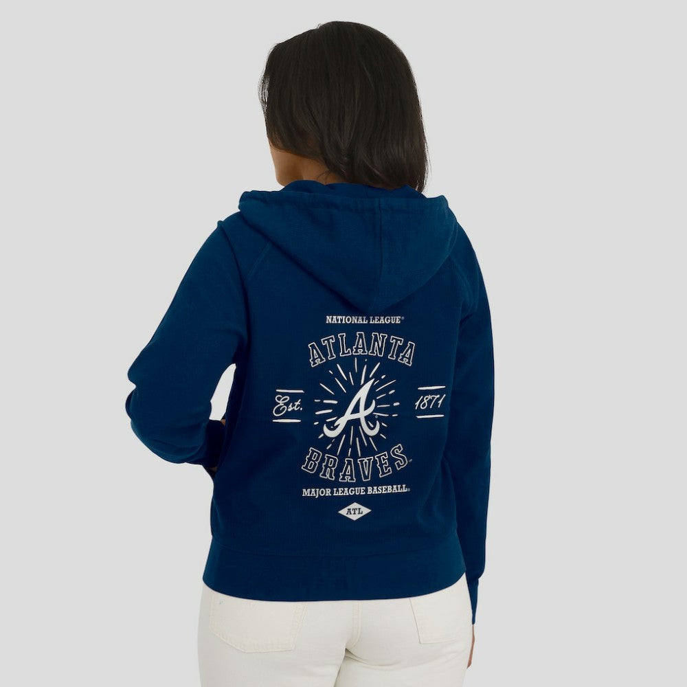 Atlanta Braves WEAR by Erin Andrews Women's Vintage Full-Zip Raglan Hoodie - Navy