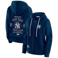 New York Yankees WEAR by Erin Andrews Women's Vintage Full-Zip Raglan Hoodie - Navy