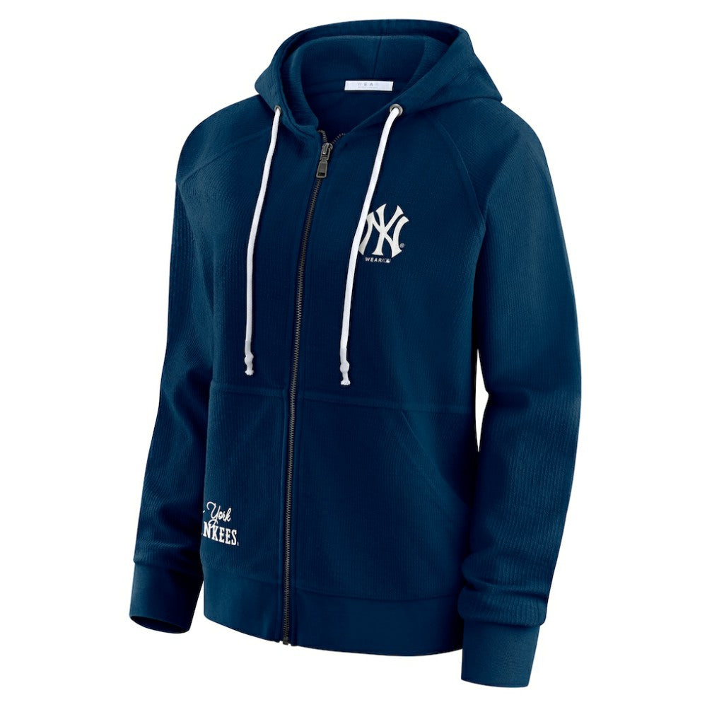 New York Yankees WEAR by Erin Andrews Women's Vintage Full-Zip Raglan Hoodie - Navy