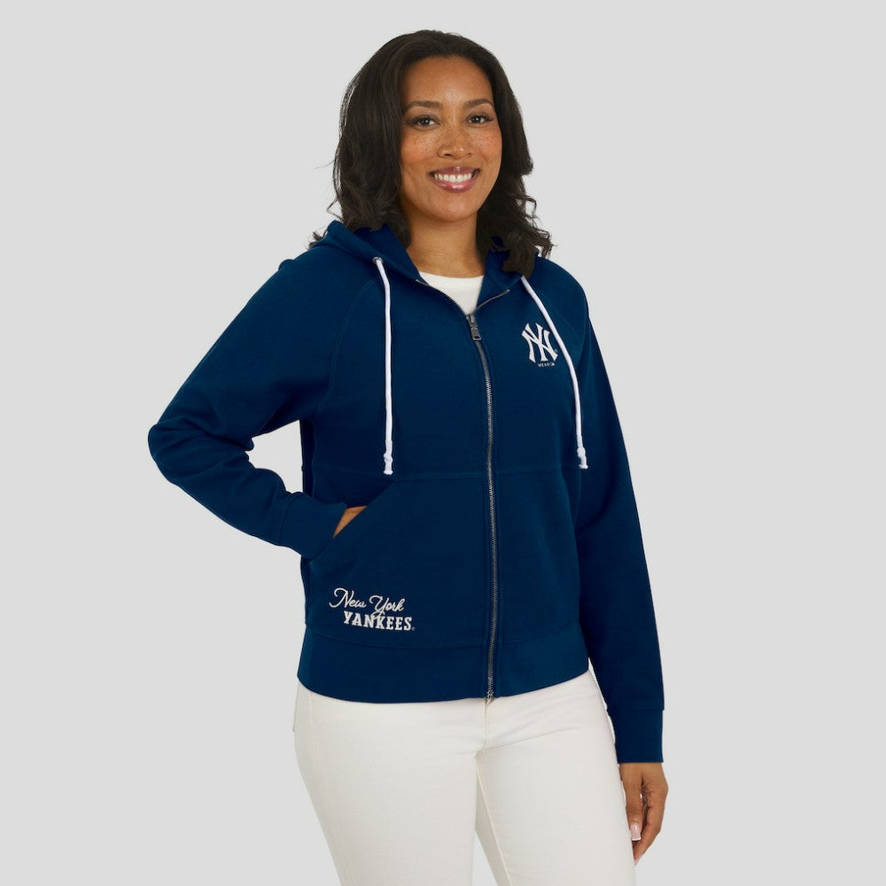 New York Yankees WEAR by Erin Andrews Women's Vintage Full-Zip Raglan Hoodie - Navy