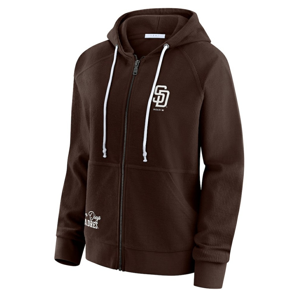 San Diego Padres WEAR by Erin Andrews Women's Vintage Full-Zip Raglan Hoodie - Brown