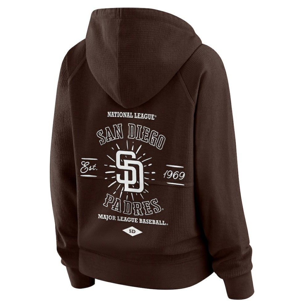 San Diego Padres WEAR by Erin Andrews Women's Vintage Full-Zip Raglan Hoodie - Brown
