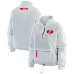 Philadelphia Phillies WEAR by Erin Andrews Women's Polar Fleece Quarter-Zip Jacket - Gray