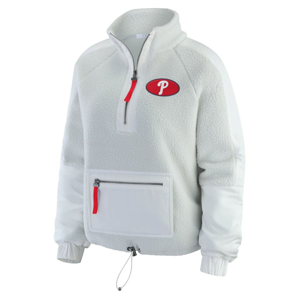 Philadelphia Phillies WEAR by Erin Andrews Women's Polar Fleece Quarter-Zip Jacket - Gray