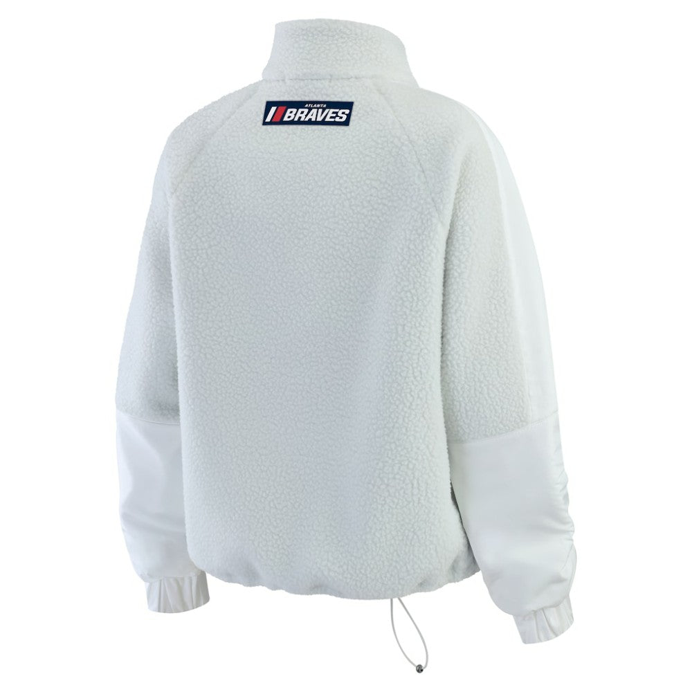 Atlanta Braves WEAR by Erin Andrews Women's Polar Fleece Quarter-Zip Jacket - Gray