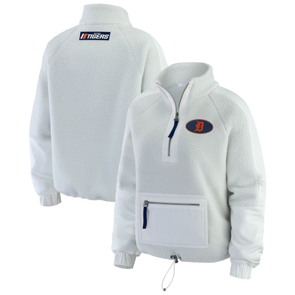 Detroit Tigers WEAR by Erin Andrews Women's Polar Fleece Quarter-Zip Jacket - Gray