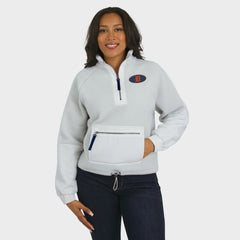 Detroit Tigers WEAR by Erin Andrews Women's Polar Fleece Quarter-Zip Jacket - Gray