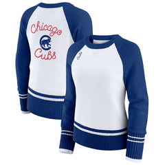 Chicago Cubs WEAR by Erin Andrews Women's Colorblock Raglan Sweater - White
