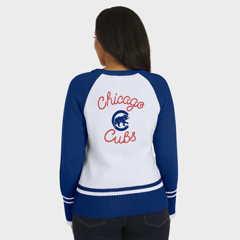 Chicago Cubs WEAR by Erin Andrews Women's Colorblock Raglan Sweater - White