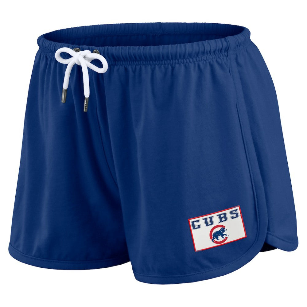 Chicago Cubs WEAR by Erin Andrews Women's Heavy Rugby Jersey Cropped Long Sleeve T-Shirt & Shorts Lounge Set - Royal