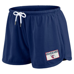 Cleveland Guardians WEAR by Erin Andrews Women's Heavy Rugby Jersey Cropped Long Sleeve T-Shirt & Shorts Lounge Set - Navy