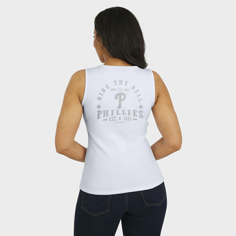 Philadelphia Phillies WEAR by Erin Andrews Women's Rib-Knit Henley Tank Top - White