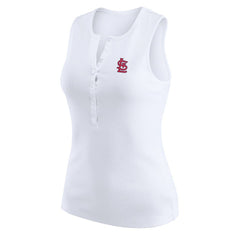 St. Louis Cardinals WEAR by Erin Andrews Women's Rib-Knit Henley Tank Top - White