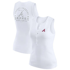 Atlanta Braves WEAR by Erin Andrews Women's Rib-Knit Henley Tank Top - White