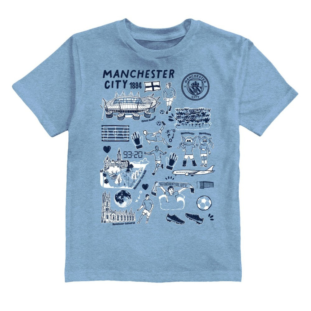 Manchester City Vive La Fete Youth Impressions Artwork T-Shirt / Soccer On sale
