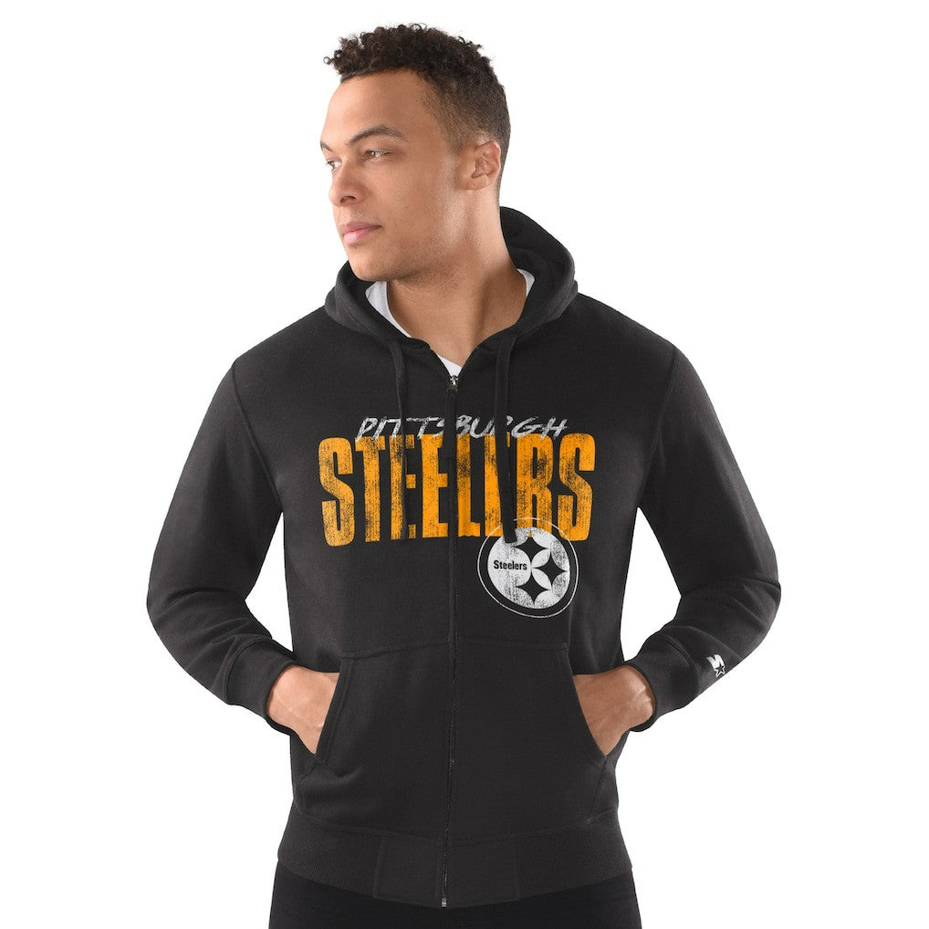 NFL Pittsburgh Steelers Starter Distressed Classic Full-Zip Hoodie