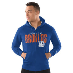 NFL Denver Broncos Starter Distressed Classic Full-Zip Hoodie