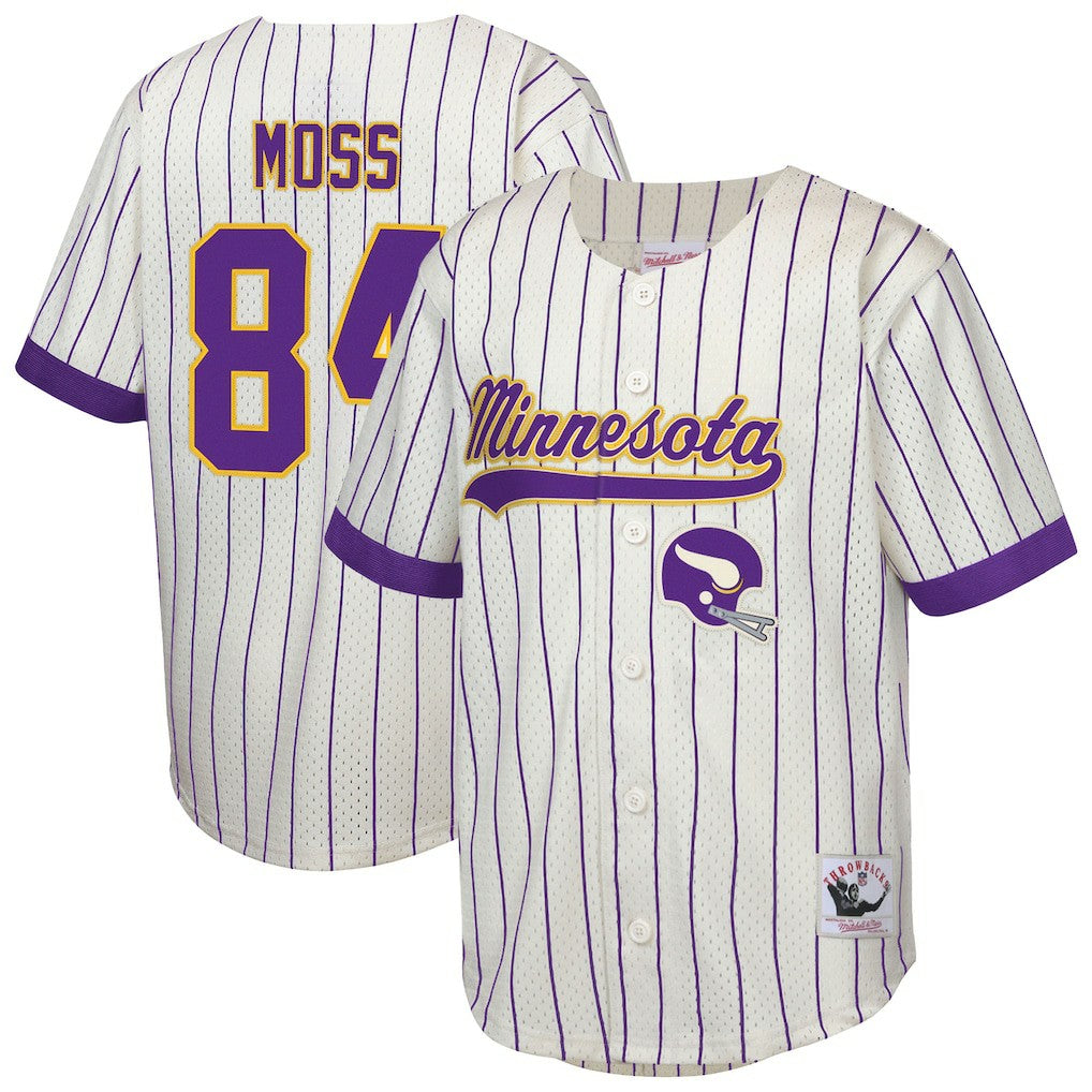 NFL Minnesota Vikings Randy Moss  Youth Retired Player Name & Number Baseball Jersey