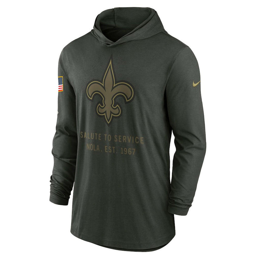 NFL New Orleans Saints 2025 Salute to Service Sideline Dri-FIT Lightweight Hooded Pullover