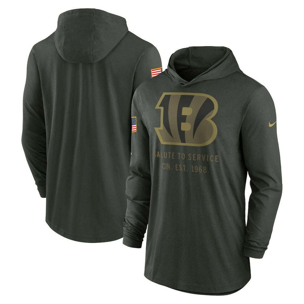 NFL Cincinnati Bengals 2025 Salute to Service Sideline Dri-FIT Lightweight Hooded Pullover