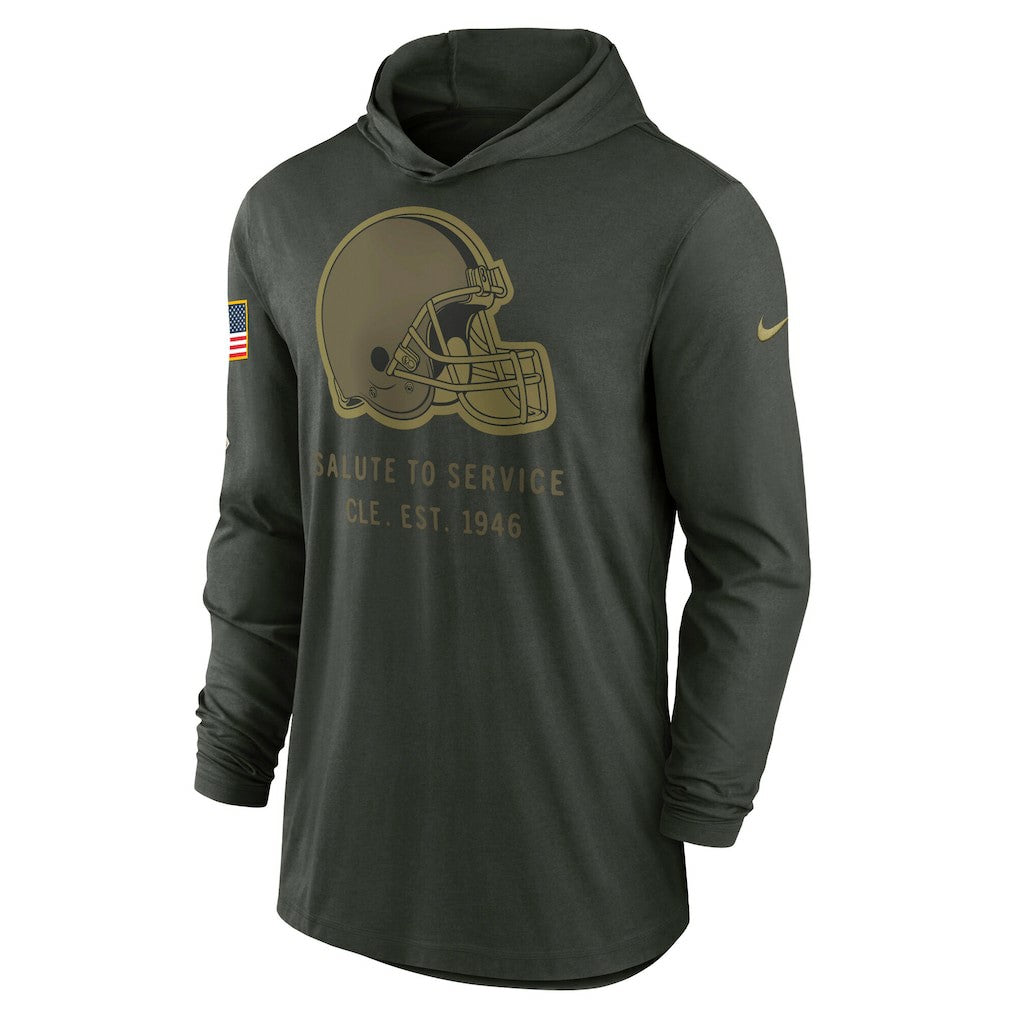 NFL Cleveland Browns 2025 Salute to Service Sideline Dri-FIT Lightweight Hooded Pullover