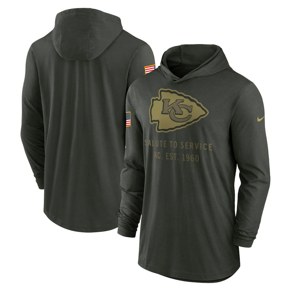 NFL Kansas City Chiefs 2025 Salute to Service Sideline Dri-FIT Lightweight Hooded Pullover
