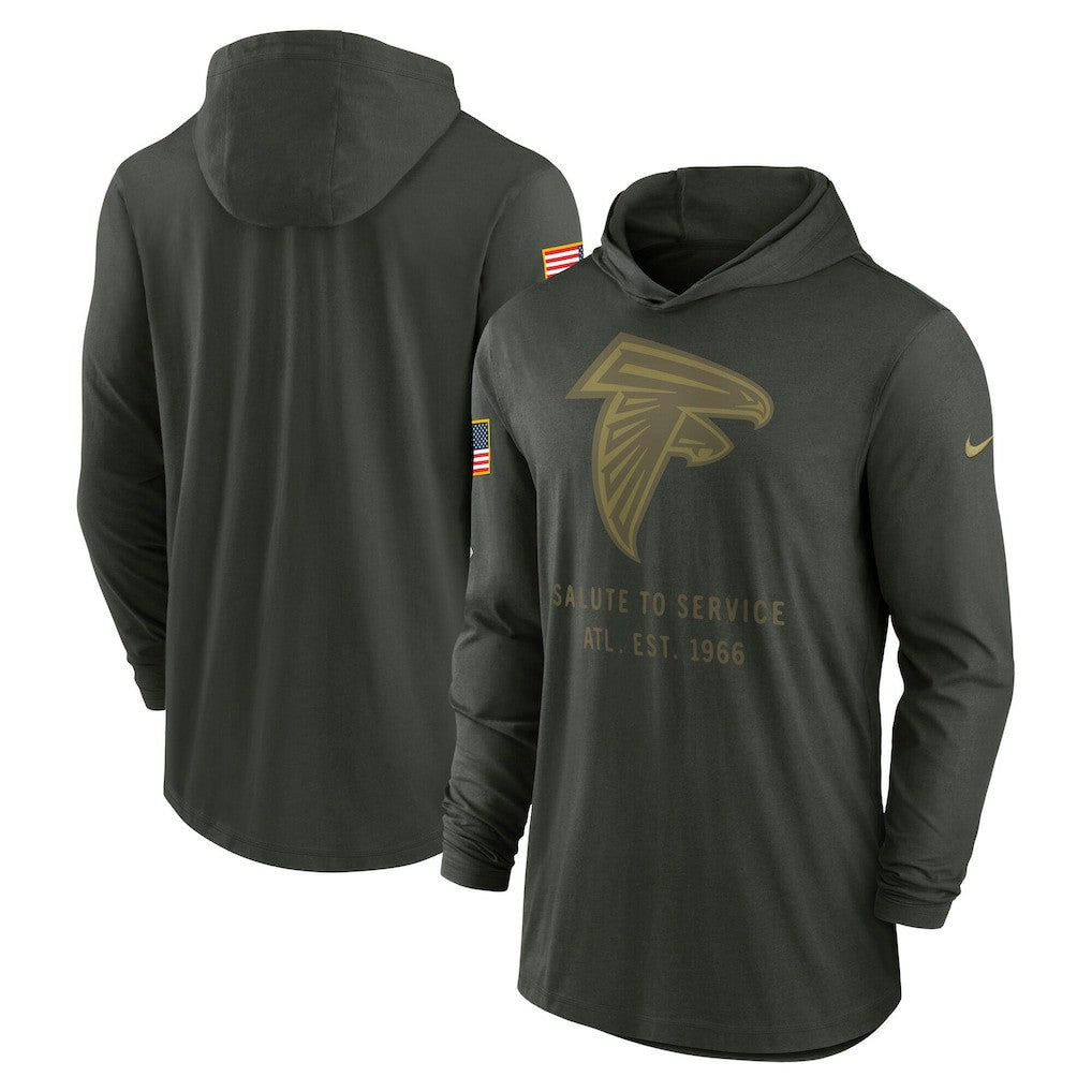 NFL Atlanta Falcons 2025 Salute to Service Sideline Dri-FIT Lightweight Hooded Pullover
