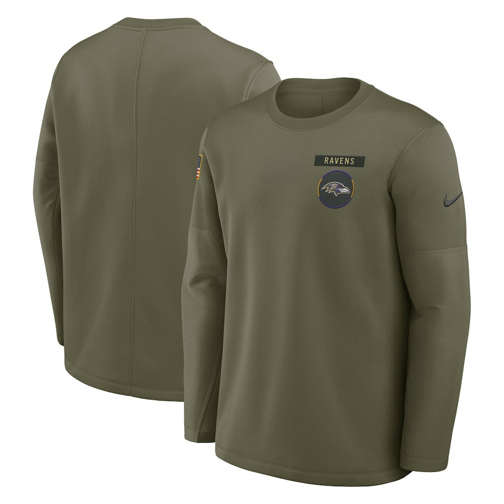 NFL Baltimore Ravens 2025 Salute to Service Sideline Coaches Therma-FIT Long Sleeve Shirt