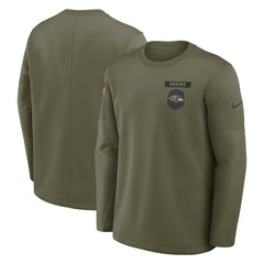 NFL Baltimore Ravens 2025 Salute to Service Sideline Coaches Therma-FIT Long Sleeve Shirt