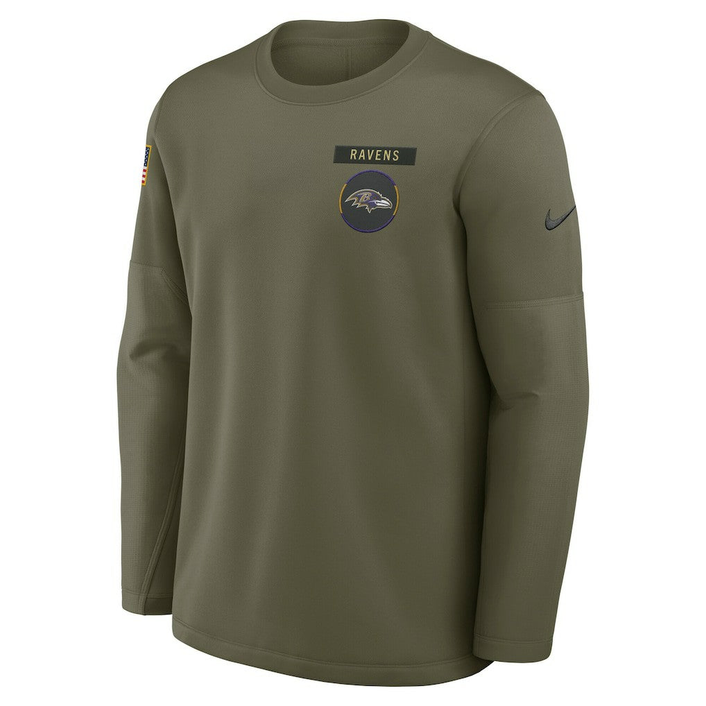 NFL Baltimore Ravens 2025 Salute to Service Sideline Coaches Therma-FIT Long Sleeve Shirt
