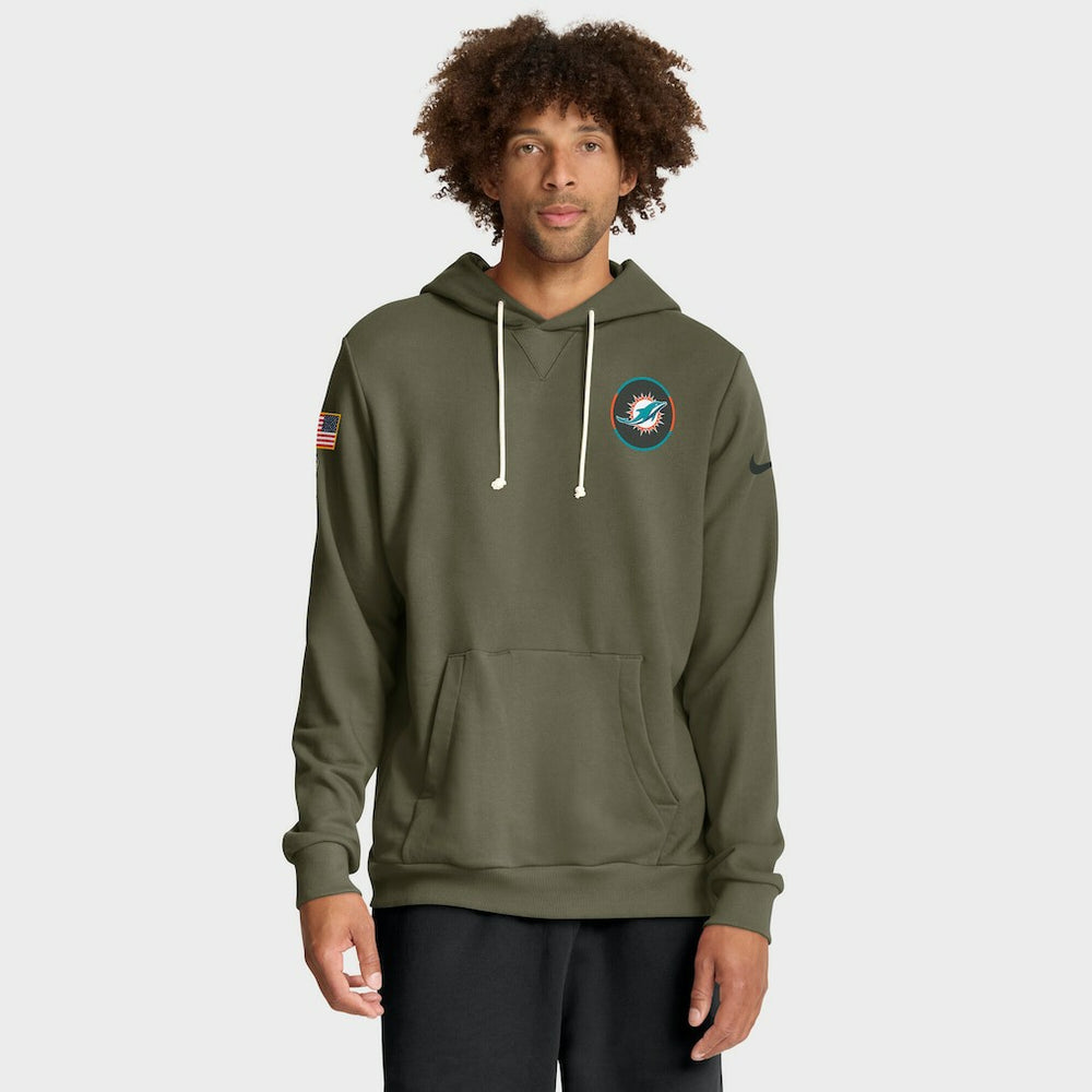 NFL Miami Dolphins Big & Tall 2025 Salute to Service Sideline Dominant Force Dri-FIT Hoodie