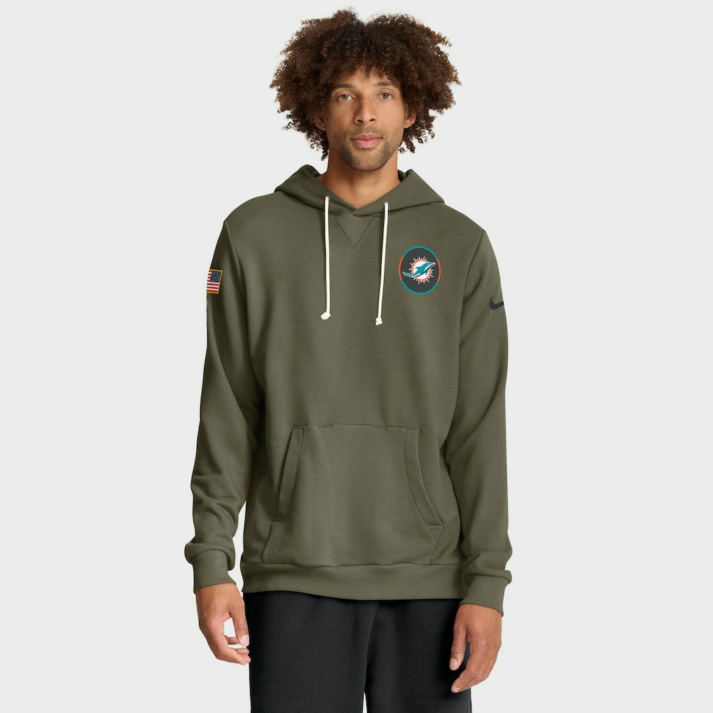 NFL Miami Dolphins Big & Tall 2025 Salute to Service Sideline Dominant Force Dri-FIT Hoodie