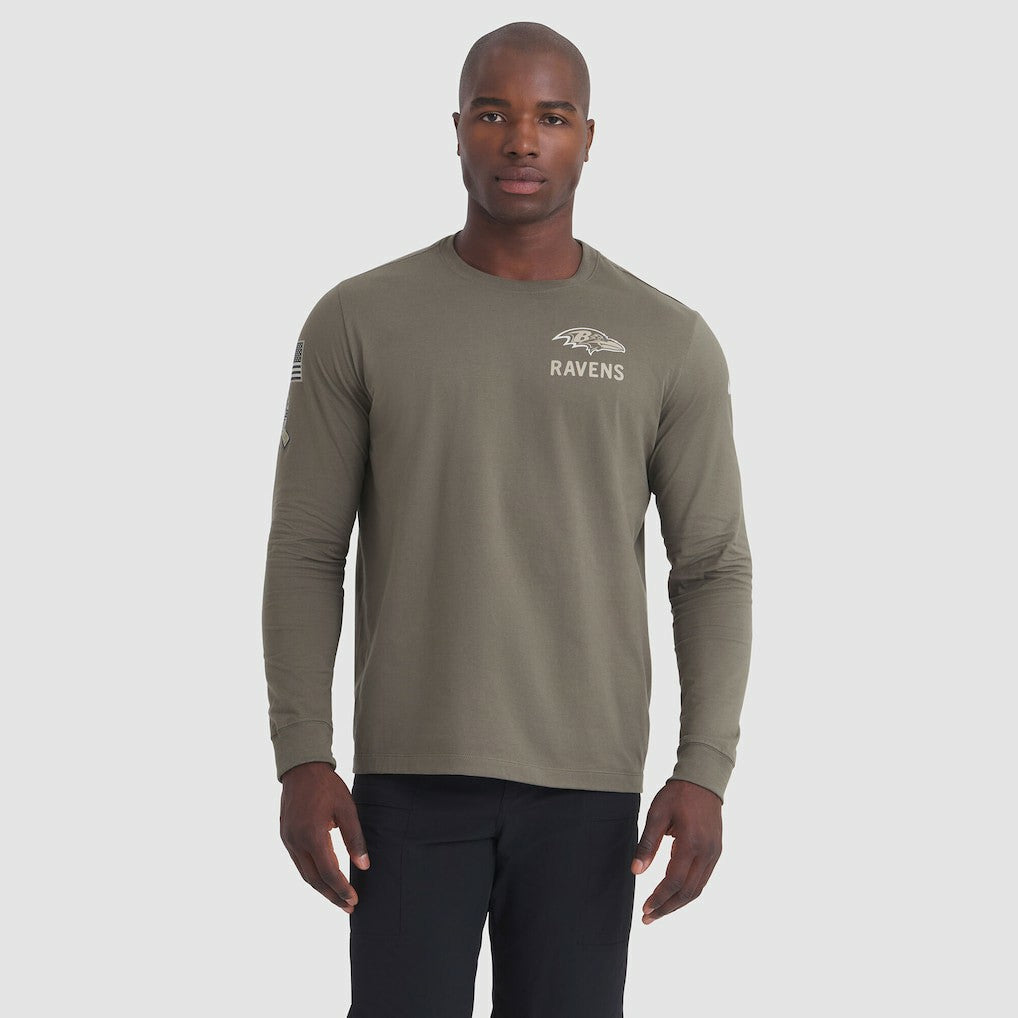 NFL Baltimore Ravens 2025 Salute to Service Sideline Long Sleeve T-Shirt