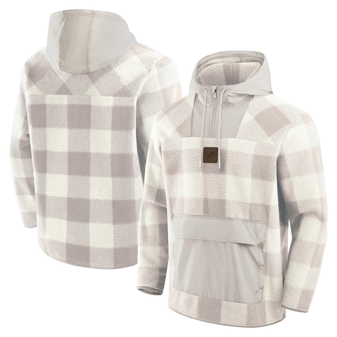 NFL Detroit Lions Elements Plaid Polar Fleece Quarter-Zip Hoodie