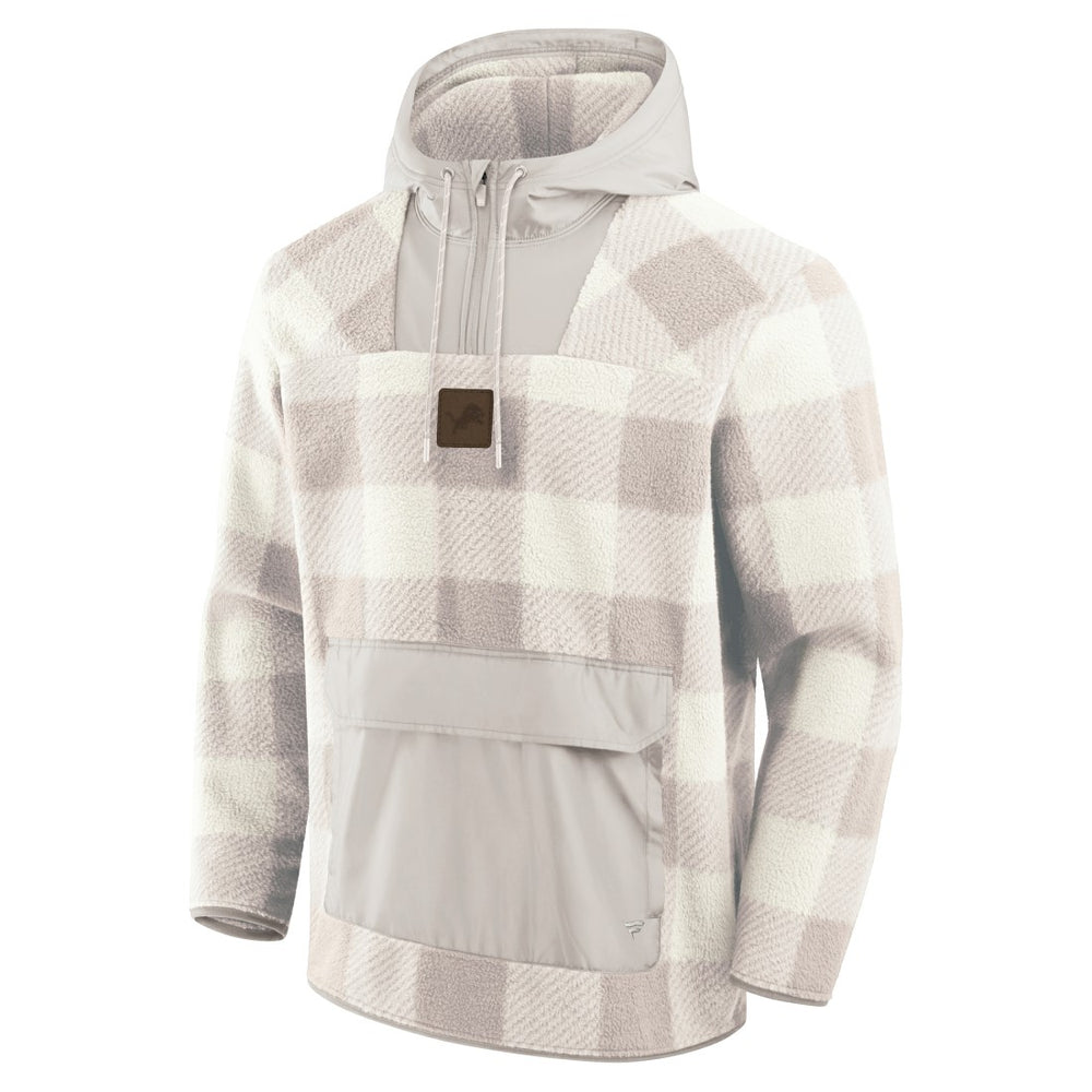 NFL Detroit Lions Elements Plaid Polar Fleece Quarter-Zip Hoodie