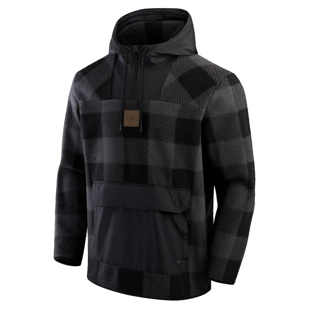 NFL Baltimore Ravens Elements Plaid Polar Fleece Quarter-Zip Hoodie