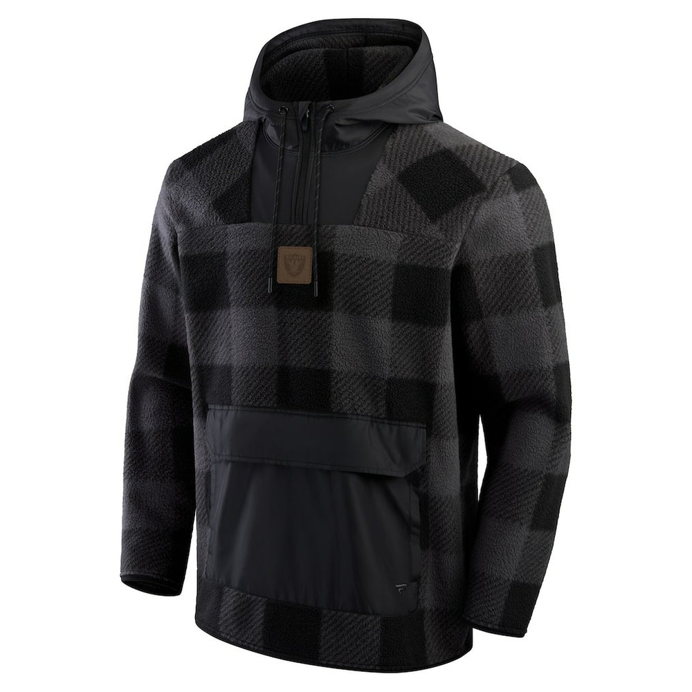 NFL Las Vegas Raiders Elements Plaid Polar Fleece Quarter-Zip Hoodie
