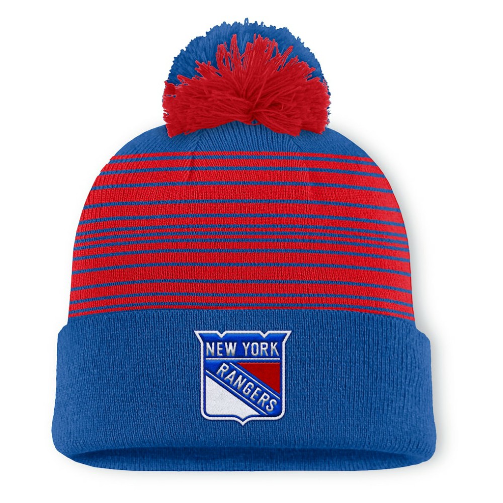 New York Rangers Fanatics Fundamental Spirit Cuffed Pom Knit Hat