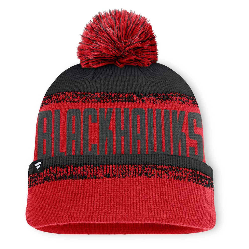 Chicago Blackhawks Fanatics Fundamentals Thrive Cuffed Knit Hat with Pom