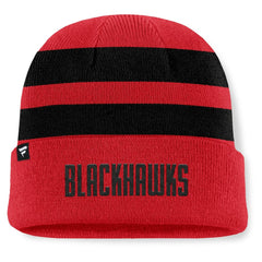 Chicago Blackhawks Fanatics Fundamental Swipe Stripe Cuffed Knit Hat