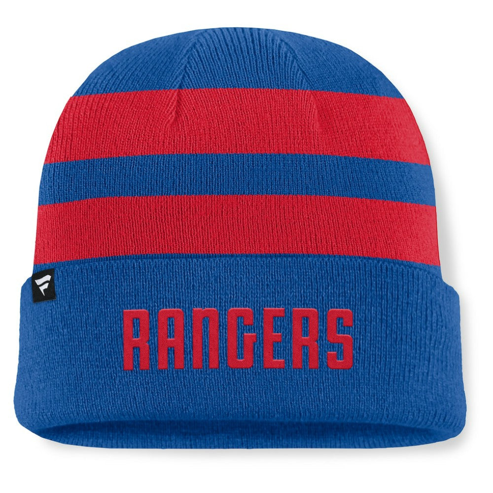 New York Rangers Fanatics Fundamental Swipe Stripe Cuffed Knit Hat